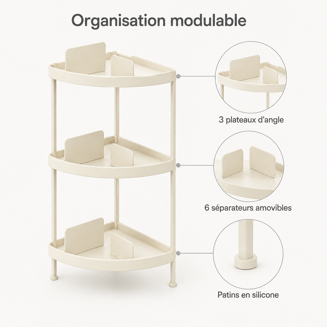 Arko – Étagère d’angle modulable 3 niveaux