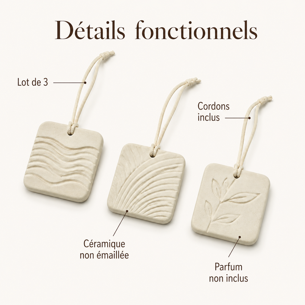 Brise – Pendentifs diffuseurs en céramique – Lot de 3